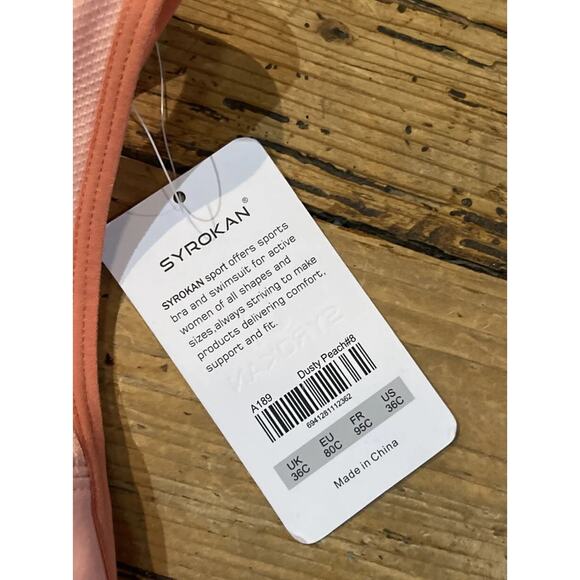 Syrokan Womens Size 36C Orange Color Block Front Zip Sports Bra NWT - Picture 4 of 7